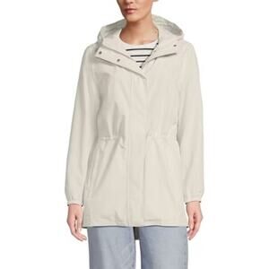 Lands End Squall Jacket Size S 6-8 Khaki Hooded Waterproof Insulated Full Zip